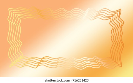 Trendy background with gold texture and wavy frame.