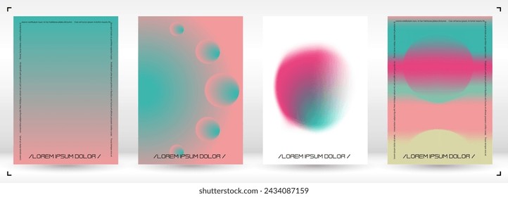 Trendy Background with Gradient Mesh Holographic Shapes. Vector Template Design for your Business. Minimal Print Set in Pink Colors for Your Identity Style. 