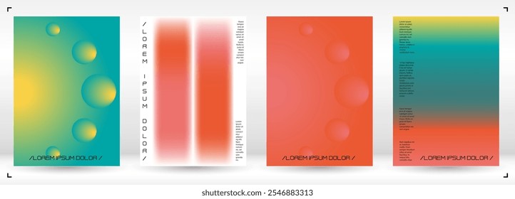 Trendy Background with Gradient Mesh Holographic Shapes. Vector Poster Design for your Business. Minimal Print Set in Red Colors for Your Identity Style. 