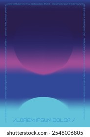 Trendy Background with Gradient Mesh Holographic Shapes. Vector Page Design for your Identity. Minimal Print Set in Purple Blue Colors for Your Identity Style. 