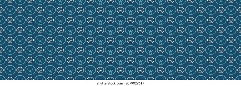 Trendy background image with simple decorative ornaments on blue background for your design projects, seamless pattern, wallpaper textures with flat design. Vector illustration