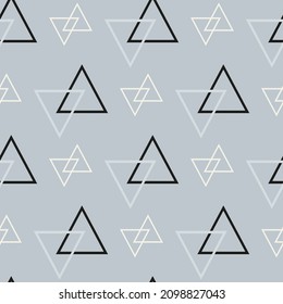 Trendy background image with simple graphic geometric elements over gray backdrop. Fabric texture swatch, seamless wallpaper. Vector illustration