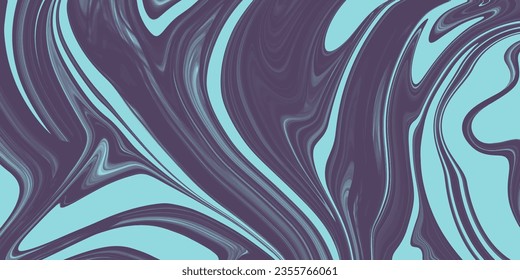 Trendy background with liquid texture in blue colors. Liquid wave flow of paint or smoke for banner, flyer, cover or placard in trendy acid rave style. Optical illusion