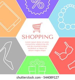 Trendy background on the topic shopping in the form of honeycombs Trendy background on the topic shopping in the form of honeycombs