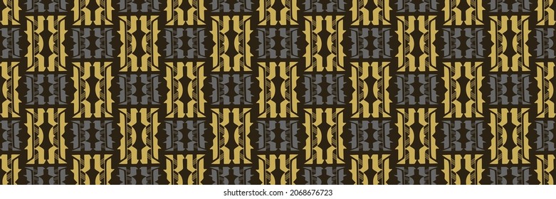 Trendy background pattern with colorful geometric ornament on black background for your design. Seamless background for wallpaper, textures. Vector illustration.