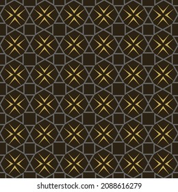Trendy background pattern with geometric ornament on a black background. Fabric texture swatch, seamless wallpaper. Vector illustration
