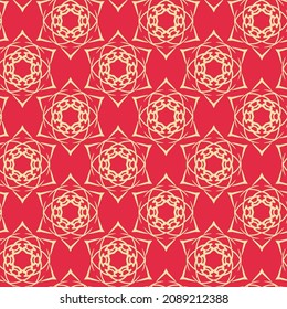 Trendy background pattern with geometric ornament on a red background. Vector illustration for your design projects, seamless pattern, wallpaper textures with flat design.