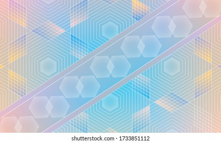 Trendy background pattern of geometric shapes and an insert with polygons with a transparent effect. Vector graphics on a light background.