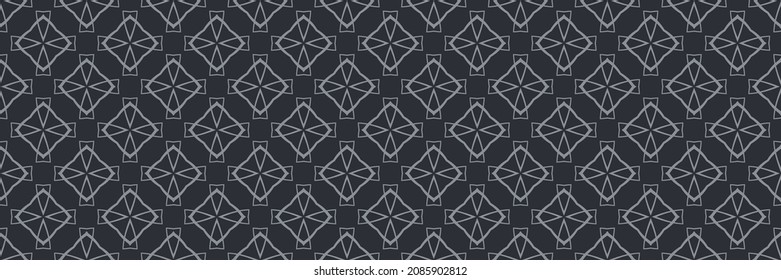 Trendy background pattern with gray geometric ornament on a black background. Vector graphics