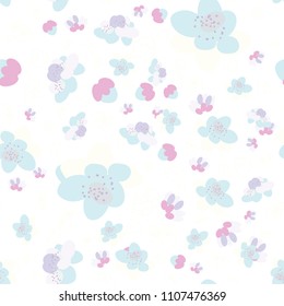 Trendy background seamless pattern with flower sakura - japanese cherry tree, branch and leaf. Floral stylish modern wallpaper. Vector illustration