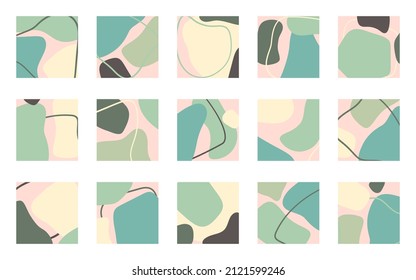 Trendy background set. Simple geometric organic shapes with place for text. Vector illustration
