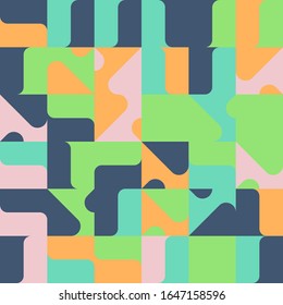 Trendy background with simple shapes. Colorful geometric pattern in eco friendly color palette. Great for a poster design, fabric print, wallpaper, wrapping paper.