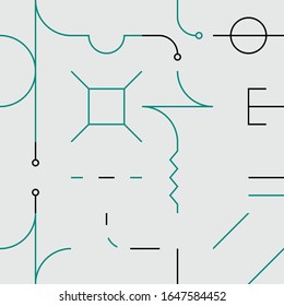 Trendy background with simple shapes. Colorful geometric pattern in eco friendly color palette. Great for a poster design, fabric print, wallpaper, wrapping paper.