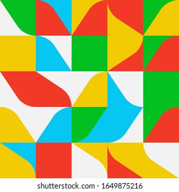 Trendy background with simple shapes. Colorful geometric pattern in eco friendly color palette. Great for a poster design, fabric print, wallpaper, wrapping paper.
