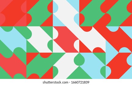 Trendy background with simple shapes. Colorful geometric pattern in eco friendly color palette. Great for a poster design, fabric print, wallpaper, wrapping paper.