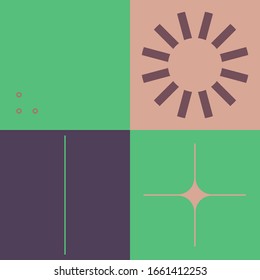 Fondo moderno de formas sencillas. Patrón geométrico colorido en paleta de colores ecológica. Excelente para el diseño de afiches, impresión de tela, papel pintado, papel envolvente.
