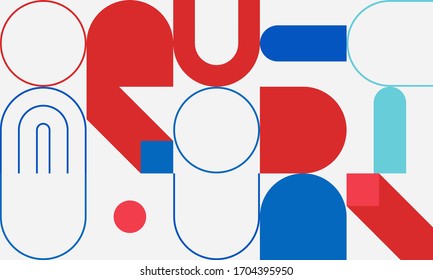 Trendy background with simple shapes. Colorful geometric pattern in 80s-90s styles. Great for a poster design, fabric print, wallpaper, wrapping paper.