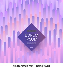 Trendy background template with rhombus frame with text on vibrant glitched gradient purple blue violet colors and abstract shapes flow. Vector modern poster, presentation layout in minimal style