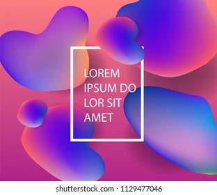 Trendy background template with vibrant gradient purple blue purple colors and abstract round shapes flow. Vector modern poster, banner, presentation layout with space text in square frame.