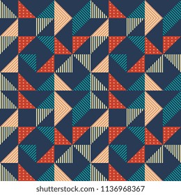 Trendy background with triangle hipster memphis geometric abstract multicolor background.