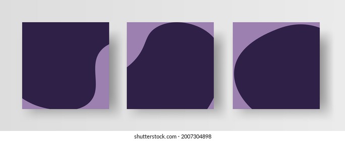 Trendy Backgrounds with Abstract Curvy Design Elements. Vector Set of Minimal and Stylish Backgrounds on Square Banners for Social Media Post and stories. 