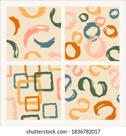 Trendy Backgrounds, Patterns. Freehand Lines, curves. Hand drawn abstract Vector set.