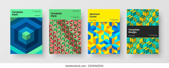 Banner de moda A4 diseño composición de plantillas vectoriales. Juego de ilustraciones de presentación de hexágonos geométricos premium.