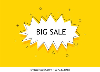 Trendy banner big sale. Abstract geometric shape in vintage poster style on yellow background. EPS 10