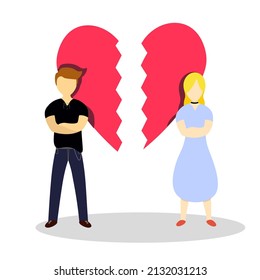 Trendy banner design with broken heart. Emotional contemporary poster. Vector design for postcards, wallpaper, logo.