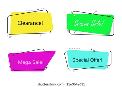 Trendy banner flat design isolated on white background. Banner for web site, design template, sticker and badge. Useful for placard, cards and poster. Collection of creative banner, modern concept