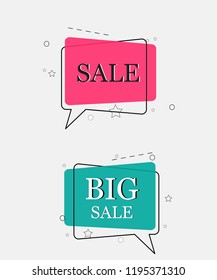 Trendy banner flat design set isolated on gray background. Banner for web site, design template, label, sticker and badge. Useful for placard, cards and poster. Modern creative banners