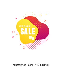 Trendy banner from liquid bubbles. Vector sale poster with splash creative design element.