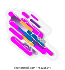 Trendy banner from various rounded shapes in color. Vector illustration.