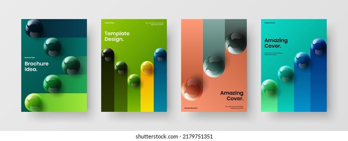 Trendy banner vector design illustration composition. Abstract 3D spheres placard concept set.