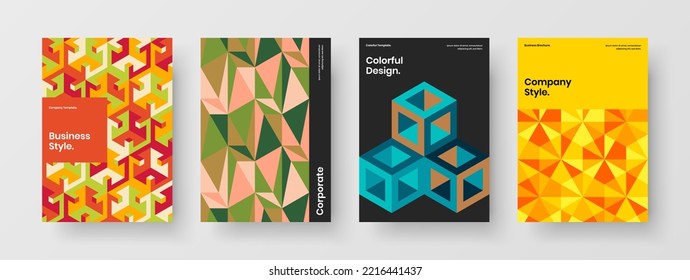 Trendy banner vector design illustration composition. Original geometric hexagons flyer concept bundle.