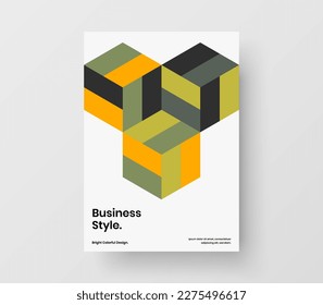 Trendy banner vector design layout. Isolated geometric tiles corporate brochure illustration.