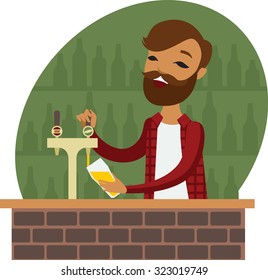 Trendy Bartender At The Bar Cartoon Character