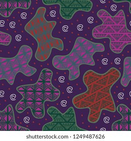 Trendy batik motif seamless pattern vector illustration. Colorful abstract drawing ready for fashion textile print and wrapping.