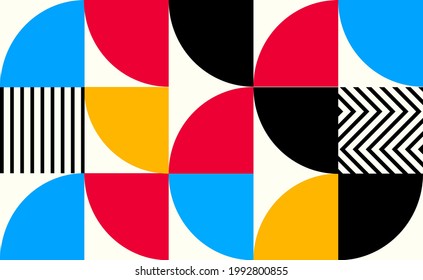 Trendy bauhaus pattern design. Abstract geometric shape style for wallpaper, branding, fabric print, and other page design layouts. Vector