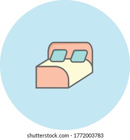 Trendy bedroom icon on blue background for web and mobile graphic.