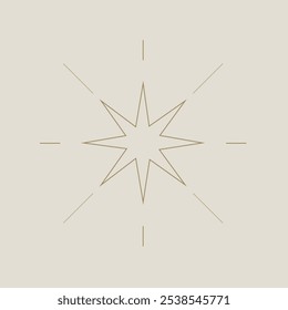 Trendy Beige Celestial Background Star Icon Logo Element Astrology Esoteric Vector Design