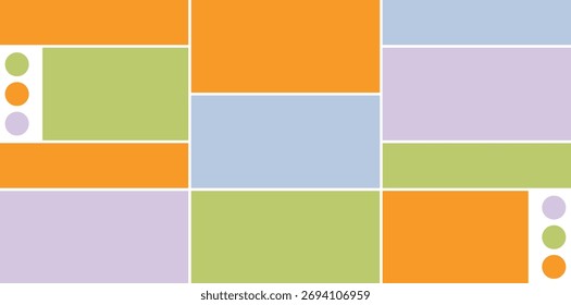 Trendy Bento Grid Layout Background – Modern Abstract UI UX Design with Soft Color Blocks in Orange, Green, Blue, and Lavender for Websites, Apps, and Presentations