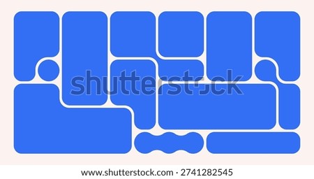 Trendy Bento Grid Vector Template With Right Angles And Brick-Style Panels. Geometric Brutal Shapes In Different Sizes For Web Layouts And Modern Web Design, Social Media And Collages