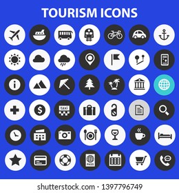 Trendy big tourism and travel icons collection