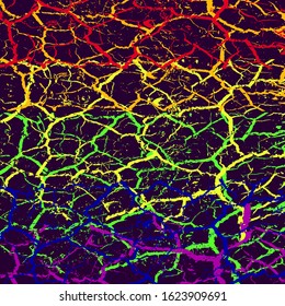 Trendy black background with chaotic broken lines in different colors. Vector graphics.