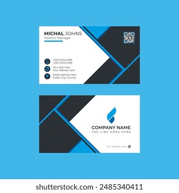 Trendy Black and Blue Business Card Template