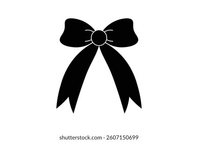 Trendy Black Bow Knot Silhouette Vector, decoration bow tie ribbon, bow black silhouette ribbon knot, black bow icons and symbols, black silhouette wedding ribbon
