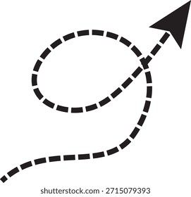 Vector de flecha negro de moda punteado y dibujado a mano con punteros rizados, punteados y ondulados para UI, UX, infografías, presentaciones, marca y uso de diseño creativo