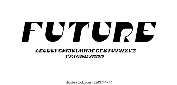 Trendy black font, elegant modern alphabet, italic letters and numbers, vector illustration 10EPS