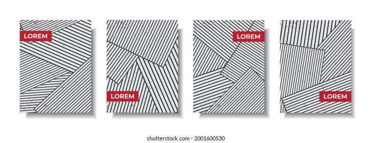 Trendy black straight line cover background template. Line organic shape art design for posters, prints, covers, wallpapers, etc